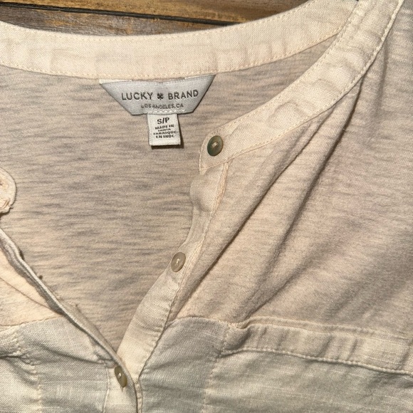 Lucky Brand Small Women’s Mixed Media Short Sleeve Cotton light Peach color - Picture 3 of 5